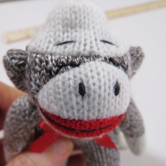 Sock Monkey 5.5" tall Soft squishable stuffed animal with flexible arms - Picture 5 of 8